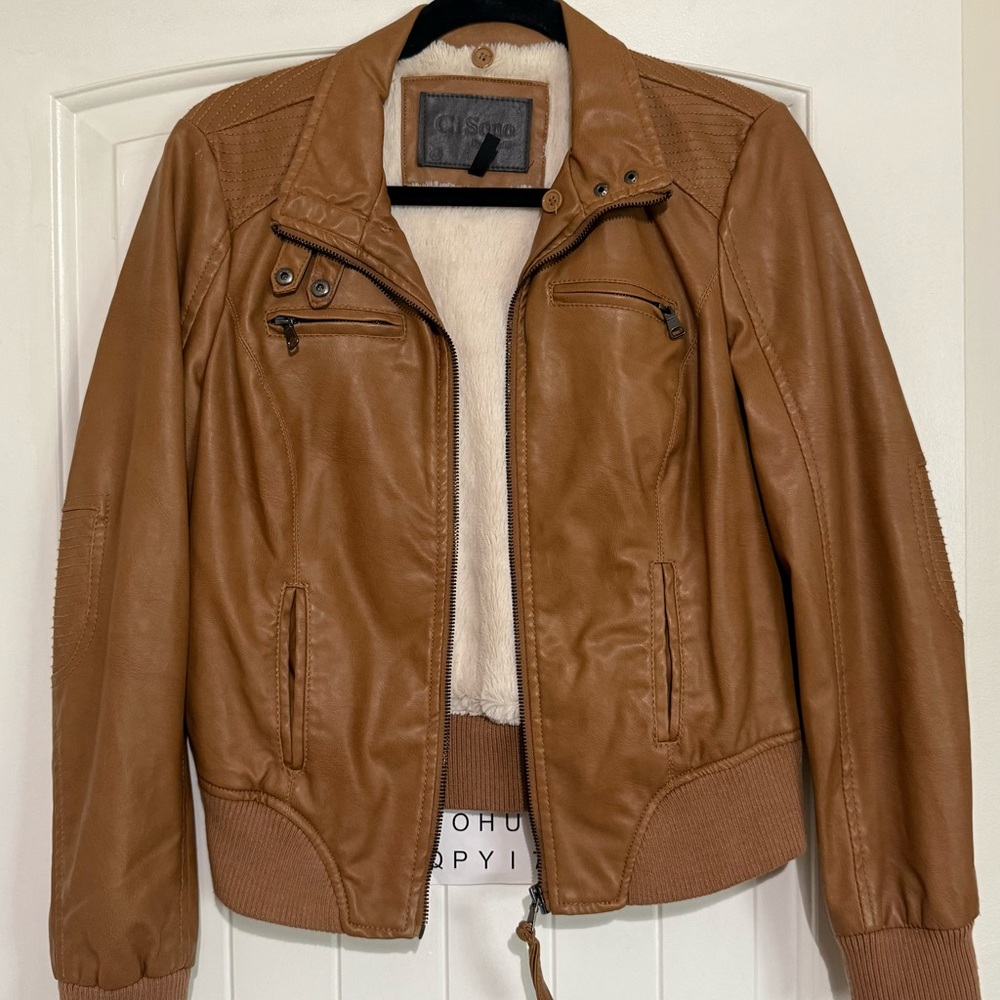 Ci Sono Women's Tan Leather Jacket